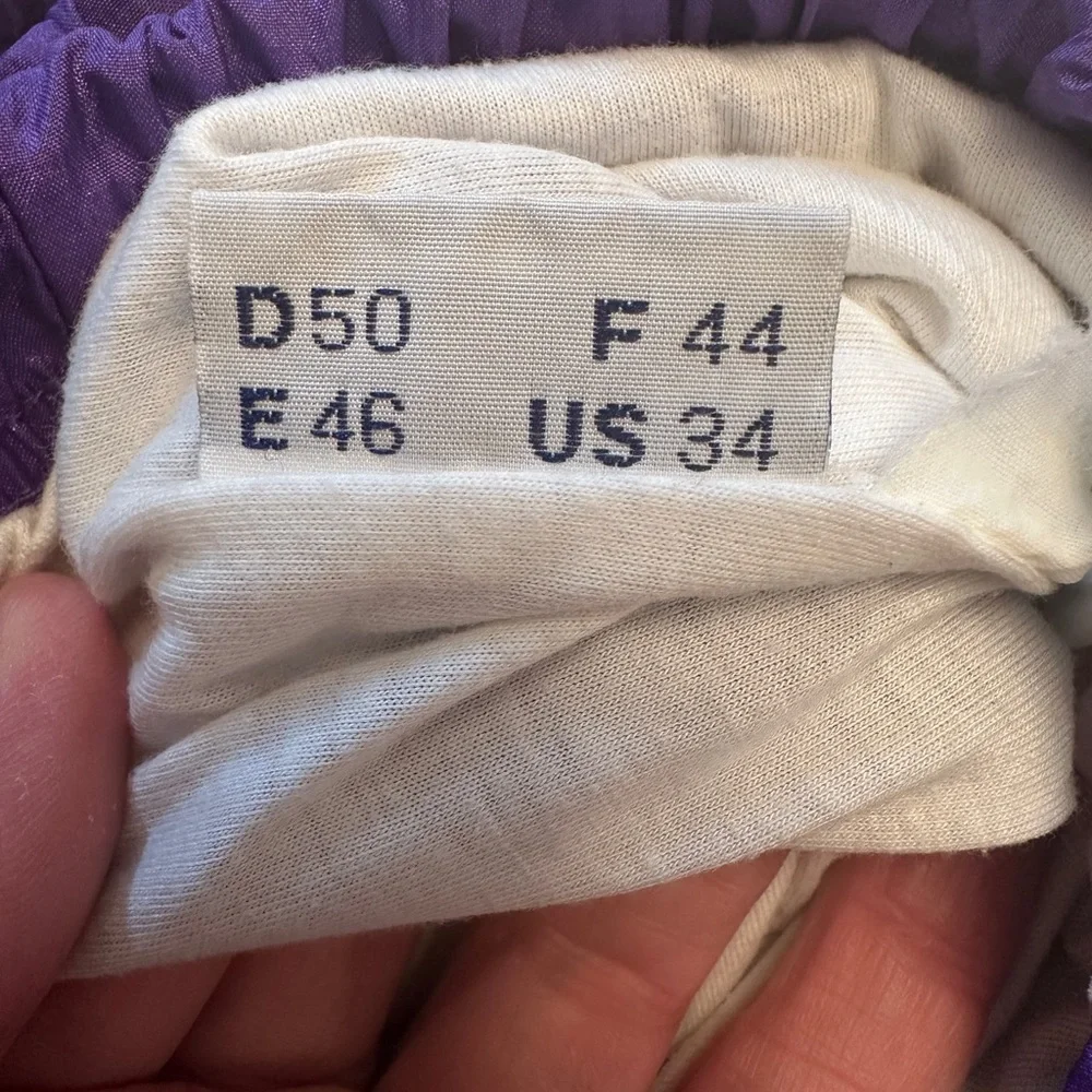 Vintage SERGIO TACCHINI Size 34 Nylon‎ Track Pant Joggers Purple Lined Zip Ankle